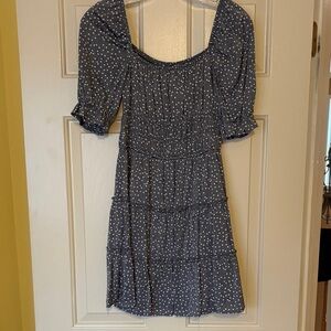 miami Gray Polka Dot Tiered Mini Dress